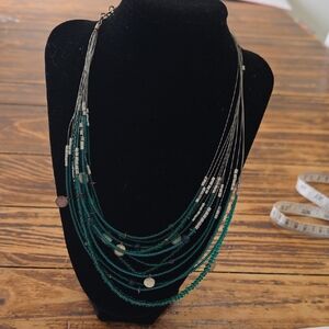 Multi-Strand Teal Beaded Women's Necklace